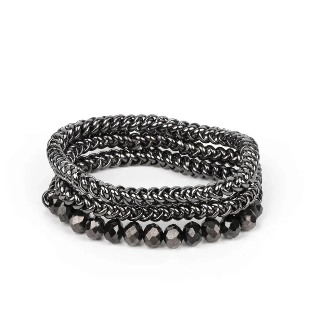 Paparazzi Jewelry Accessories - Gutsy and Glitzy - Black Bracelet - Vintage